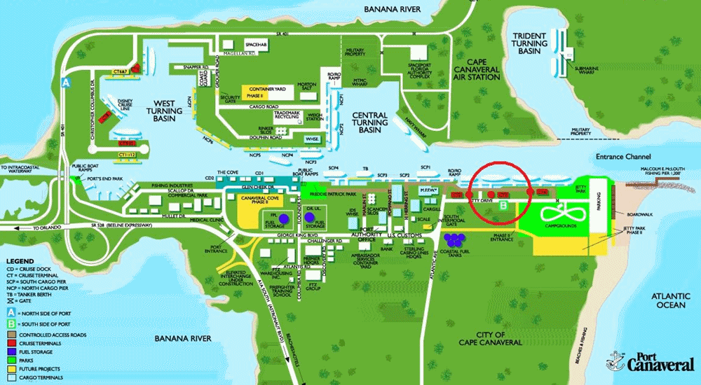Mappa di Port Canaveral
